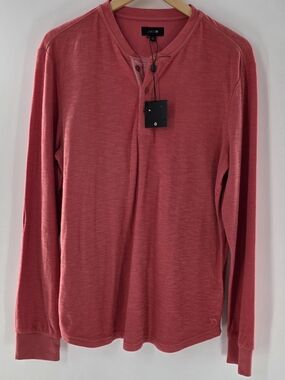 Joe's Jeans Dwight Double Face Button Henley Top Mineral Red Mens Size Large
